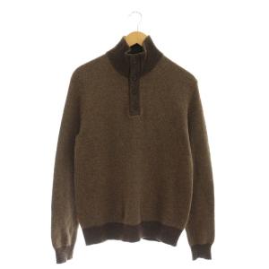 ハイネック ハーフボタン ニット セーター 長袖 S 茶 ブラウン /AT OS