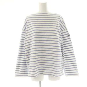 ボーダー バスクシャツ ロンT カットソー SM 白 水色 /MI OS