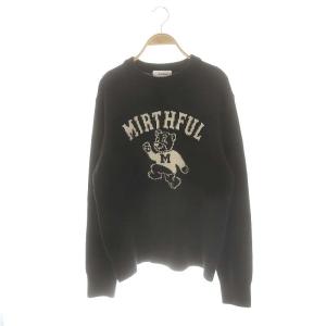 24AW カレッジモチーフジャガードニットプルオーバー セーター ウール混 F 黒 白 /MI OS