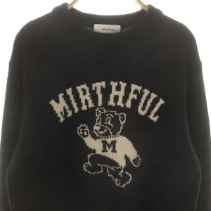 MILA OWEN MILAOWEN 24AW カレッジモチーフジャガードニットプルオーバー セーター ウール混 F 黒 白 /MI OS