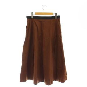 MARGARET HOWELL WASHED COTTON SATIN スカート フレア ミモレ ロング 3 茶 ブラウン /AT OS