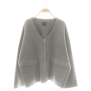 24AW ダブルジップニットカーディガン 長袖 グレー /HK OS