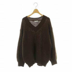 カラーモヘアVネックプルオーバー ニット セーター ブラウン /DO OS
