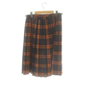 O'NEIL OF DUBLIN チェックプリーツラップスカート ロング フレア US12 オレンジ ネイビー /DO OS