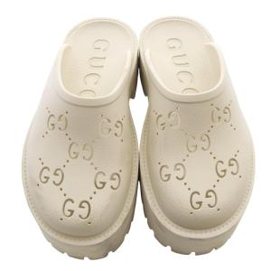 GUCCI パーフォレーテッドG プラットフォームサンダル 38 アイボリー 663577
