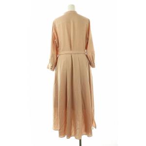 NOBLE バンドカラーシャツワンピース ロング 長袖 38 ピンクベージュ /HK OS