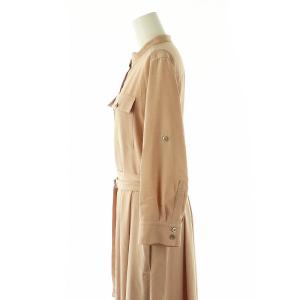 NOBLE バンドカラーシャツワンピース ロング 長袖 38 ピンクベージュ /HK OS