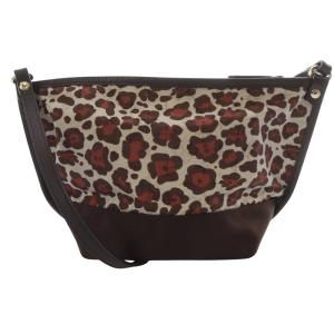 russet ひょう柄 ナイロン ショルダーバッグ 茶色 ブラウン /SR20