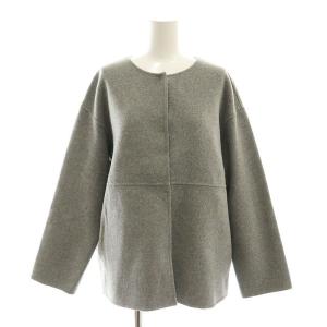 ウールリバーノーカラーコート ショート丈 38 グレー /AT OS
