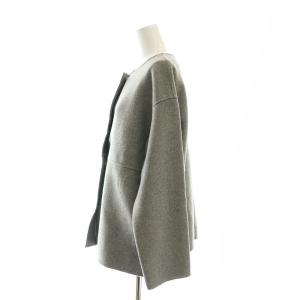 INDIVI ウールリバーノーカラーコート ショート丈 38 グレー /AT OS