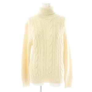 SL5W-139 5Gケーブル×畦編みタートルネック ニット セーター 長袖 2 アイボリー /ES OS