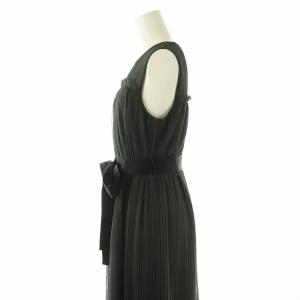 GRACE CONTINENTAL 24AW プリーツロングドレス ワンピース ウエストリボン付き 36 ダークグレー /MI OS SH