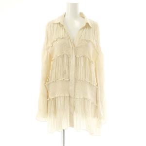 SHIRRING PLEATS BLOUSE ブラウス シャツ 長袖 F アイボリー /ES OS