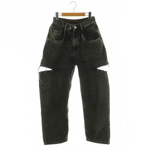 23AW S51LA0051 スラッシュディテールデニムパンツ ダメージ加工 40 グレー