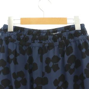 DRIES VAN NOTEN フラワー柄シルクスカート 34 ブルー ブラック