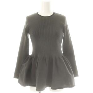 P ペプラムニット カットソー リブ チャコールグレー ブラック /DO OS