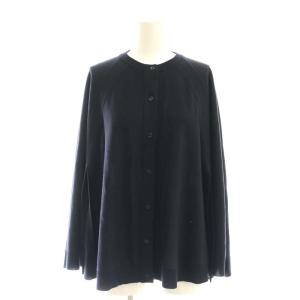 ウールカシミヤケープカーディガン ニット クルーネック 黒 ブラック /AT OS