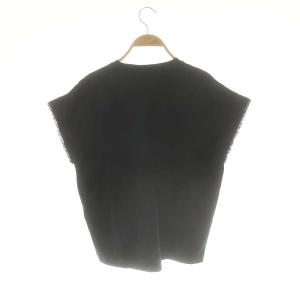 Drawer コットンスムースフリンジクルーTEE Tシャツ ブラウス 1 黒 ブラック /AQ OS