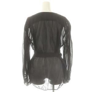 ESTNATION ガスボイルオーガンジーパフスリーブブラウス 長袖 F ブラック /HK OS