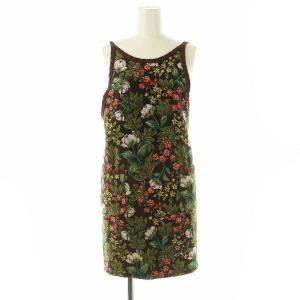 花柄エプロン ポケット付き 茶 マルチカラー /MI OS