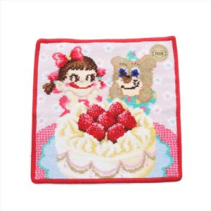 ハンカチ ペコニコハッピーパーティー 2023年 総柄 キャラクター ラメ入り ペールパープル×レッド