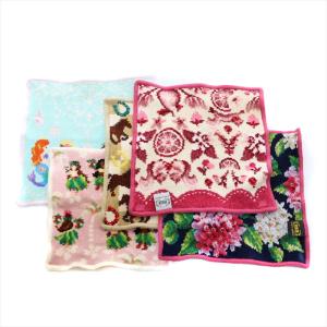 ハンカチ ハンドタオル 5枚セット 総柄 赤 ベージュ マルチカラー /AS OS