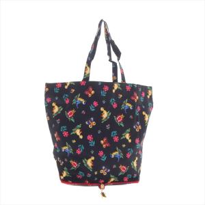 エコバッグ トートバッグ 折りたたみ ハイジ 総柄 ナイロン 黒 マルチカラー /AS OS
