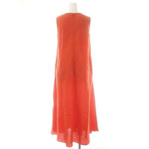 UNITED ARROWS Linen V-neck Dress ワンピース ノースリーブ ロング リネン36 オレンジ /ES OS