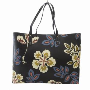 TORY BURCH トートバッグ 手提げ PVC 総柄 黒 ブラック /FF