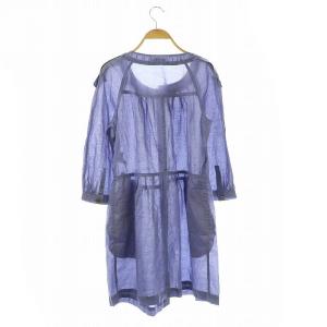 BURBERRY LONDON 七分袖 シャツワンピース 膝丈 40 ブルー /HK OS