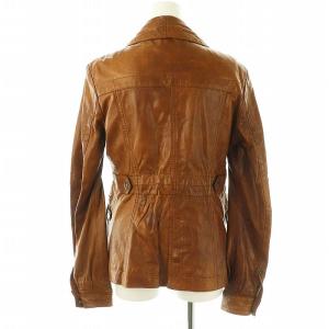 JUST cavalli レザージャケット 裏地総柄 40 茶 ブラウン /AT OS SH