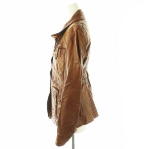 JUST cavalli レザージャケット 裏地総柄 40 茶 ブラウン /AT OS SH