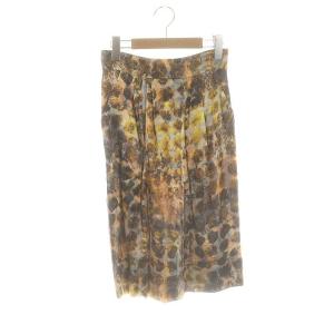 総柄タックスカート タイトスカート 膝丈 I42 ブラウン マルチカラー /ES OS SH