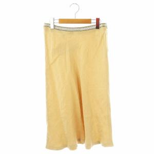 リネンシルクスカート ロング フレア I40 ベージュ /HK OS SH