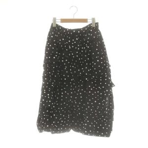 コムコム AD2013 ドットスカート ギャザースカート ロング S ブラック ホワイト /ES OS