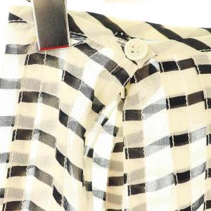 Tao AD2002 シルクボーダースカート フレア ロング M オフホワイト ブラック /HK OS