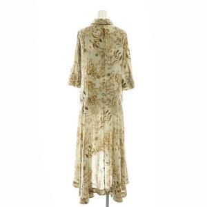 SNIDEL 23AW フィッシュテールシャツプリントワンピ ロング 七分袖 0 ミントブルー マルチカラー /DO