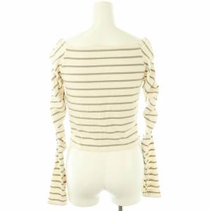 SNIDEL 24SS ギャザーオフショルロンT カットソー 長袖 ボーダー F 白 ホワイト グレー /AT OS