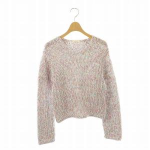 23SS ペインテッドヤーン Vネックプルオーバー ニット 長袖 F ピンク /HK OS