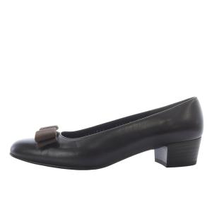 Salvatore Ferragamo パンプス ハイヒール ヴァラ リボンモチーフ レザー 5ｃ ダークブラウン /YO24
