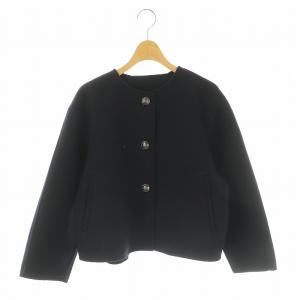 24AW  ウールリバー ノーカラーコート 32 紺 /MI OS