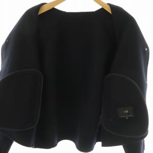 23区 24AW  ウールリバー ノーカラーコート 32 紺 /MI OS