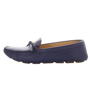 PRADA ドライビングシューズ リボンモチーフ 38 ネイビー 1DD070