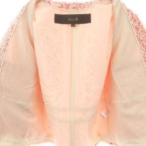 Drawer RESORT2 フリンジジャケット ツイード 36 レッド アイボリー