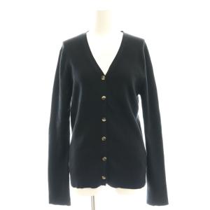 Suvin rib Vネック カーディガン リブ 黒 ブラック /CX OS