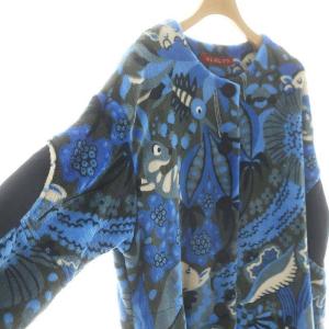 ALBEROBELLO オレボレブラ ぶたさん エルボーパッチ フリースコート ノーカラー 青 グレー /MI OS