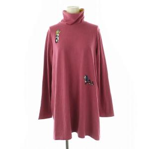 ぶたさん刺繍 カットソー 長袖 ピンク /HK OS