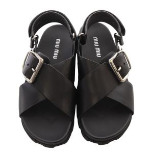 miumiu 24PF クロスストラップ フラットサンダル 36.5 ブラック