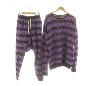 セットアップ スカルボーダースウェット スカルボーダーサルエルパンツ S パープル ブラック /DF OS