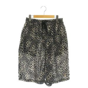 レオパード サルエルハーフパンツ イージー ヒョウ柄 M グレー 黒 ブラック /AT OS SH